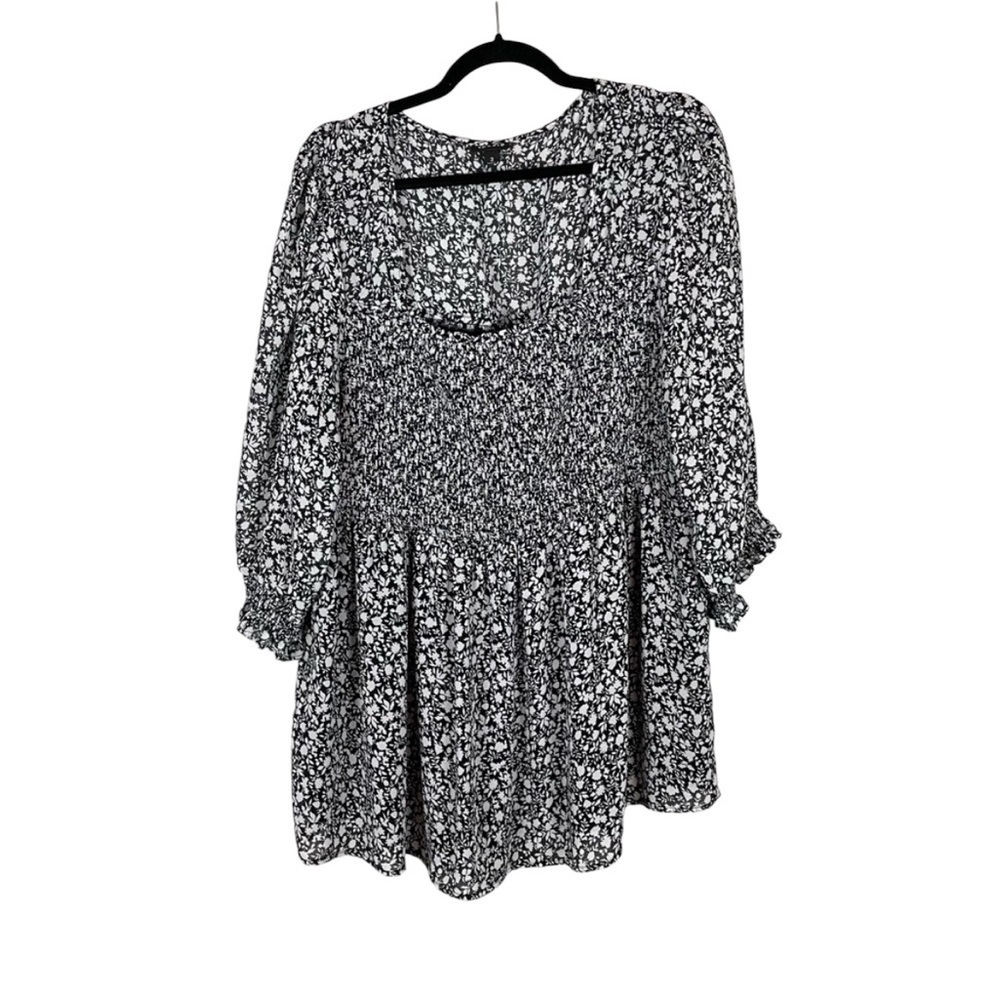 Torrid Black and White Floral Blouse